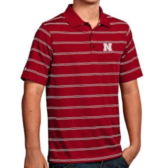 Antigua Other - Men’s Antigua Nebraska Cornhuskers Striped Polo